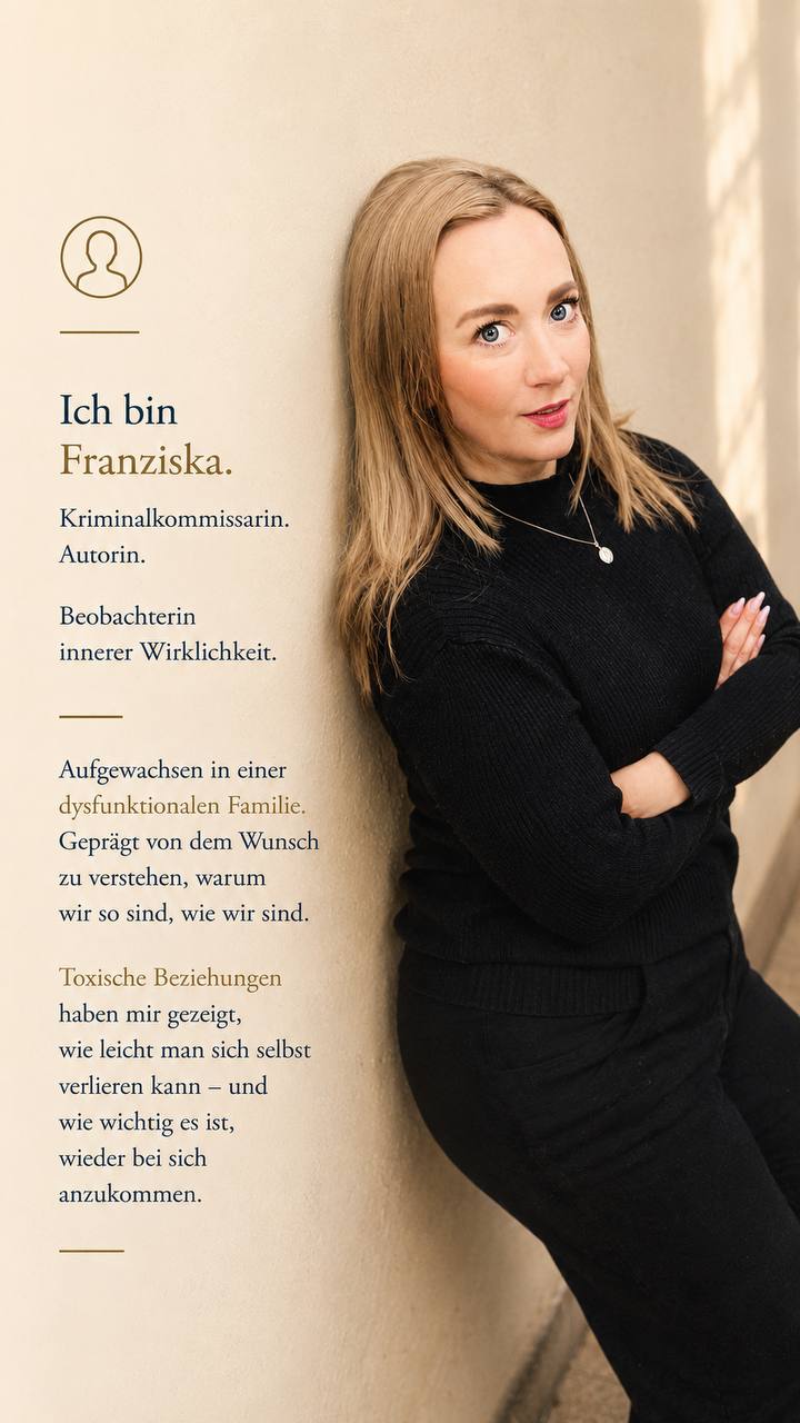 Ich bin Franziska. Kriminalkommissarin. Autorin. Beobachterin innerer Wirklichkeit.